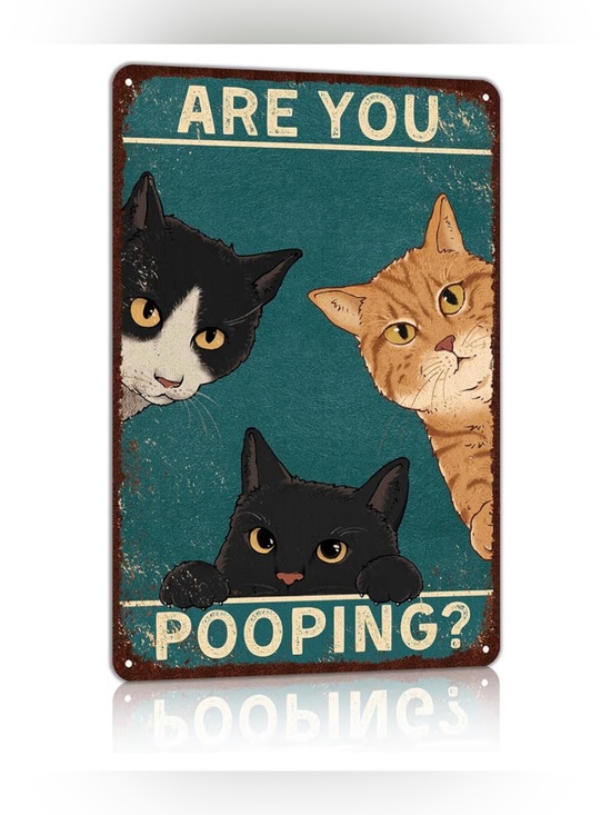 Other - Vintage Bathroom Signs Decor Are You Pooping Bathroom Pictures Wall Decor Cat
